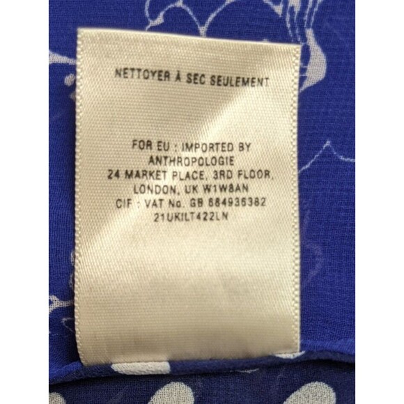 Anthropologie LEIFNOTES "Times Two" Polka Dot Floral Tie Front Blouse Size 8 - Picture 10 of 10